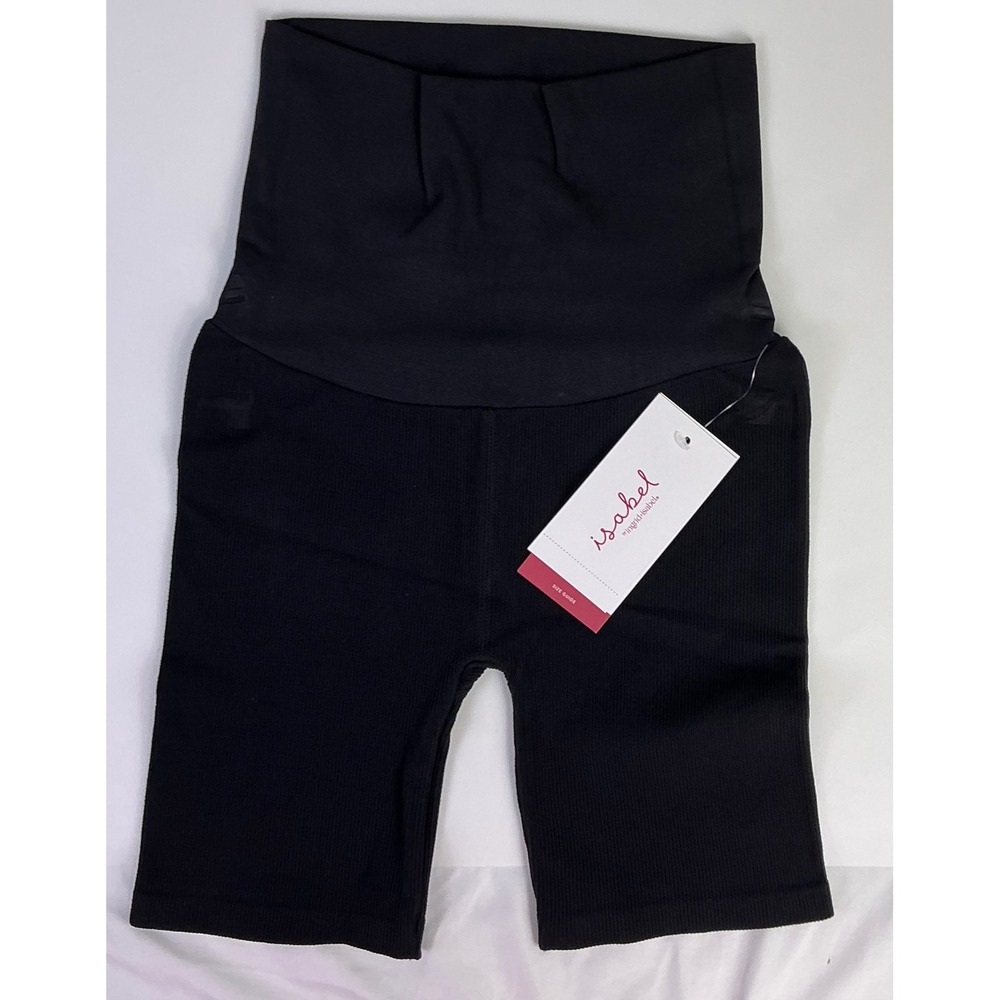 Isabel Maternity Stretchy  Black Ribbed Bike‎ Shorts XS Pregnancy